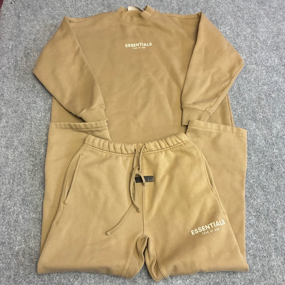 Fear of God Essentials‎ Sweatsuit Set  XXS Tan Fleece Mock Neck